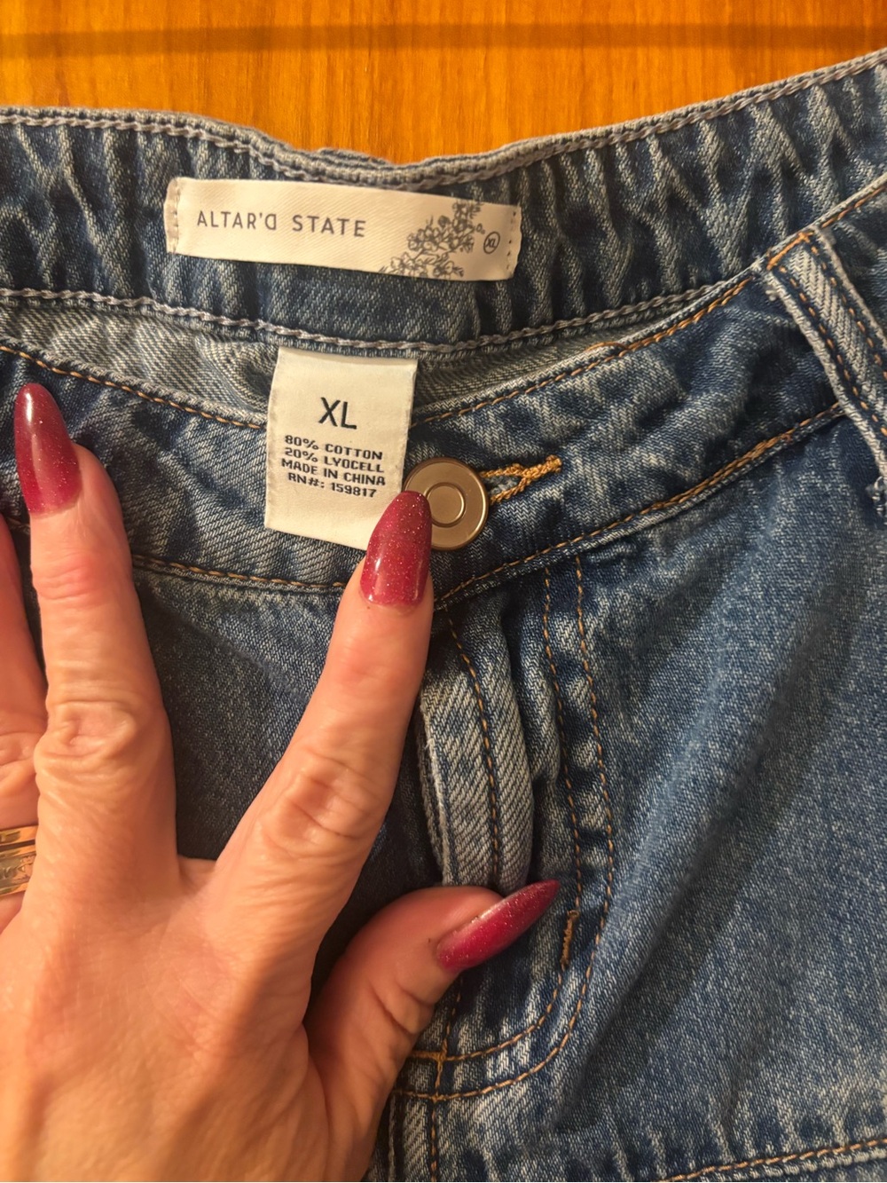 Altar'd State Light Blue Denim Circle Skirt - Picture 3 of 4